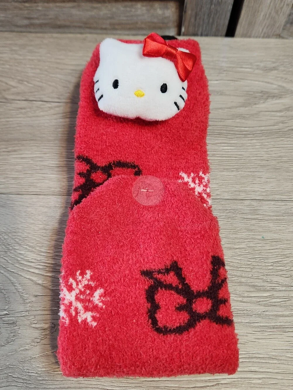 🖤 Hello Kitty New red fluffy socks with bow and snowflakes